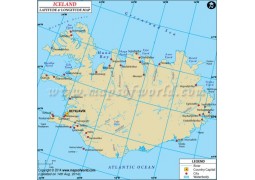 Iceland Latitude and Longitude Map - Digital File
