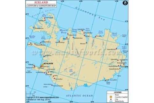 Iceland Latitude and Longitude Map
