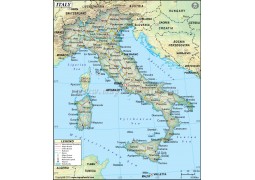 Italy Political Map, Dark Green  - Digital File