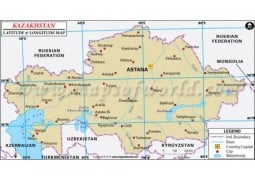 Kazakhstan Latitude and Longitude Map - Digital File