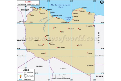 Libya Latitude and Longitude Map