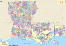 Louisiana Zip Code Map - Digital File