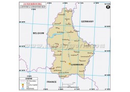 Luxembourg Latitude and Longitude Map - Digital File