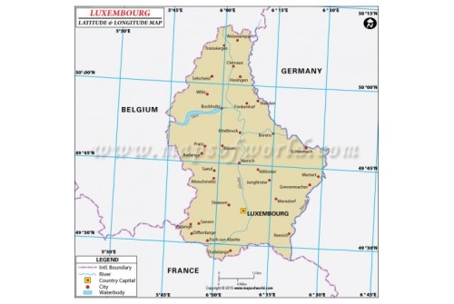 Luxembourg Latitude and Longitude Map