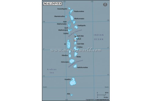 Maldives Latitude and Longitude Map