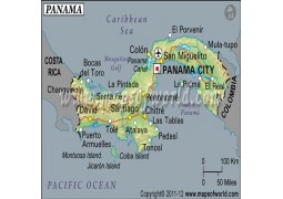 Panama Latitude and Longitude Map - Digital File