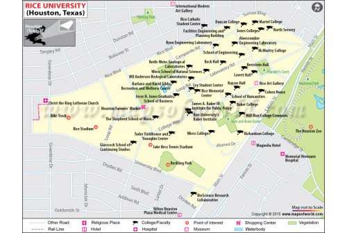 Rice University in Houston Texas Map