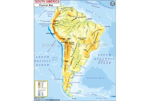 South America Continent Physical Map