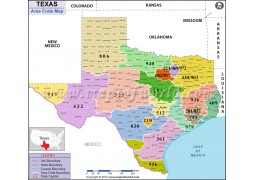 Texas Area Code Map - Digital File