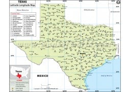 Texas Latitude and Longitude Map - Digital File