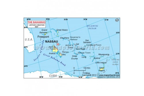 Bahamas Latitude and Longitude Map