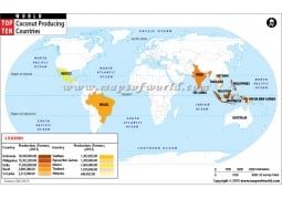 World Top Ten Coconut Production Countries Map