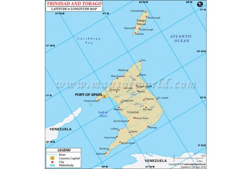 Trinidad and Tobago Latitude and Longitude Map
