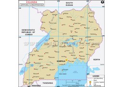 Uganda Latitude and Longitude Map - Digital File