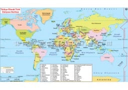 Dünya Haritası (World Map in Turkish Language) - Digital File