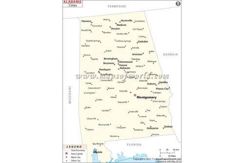 Map of Alabama Cities