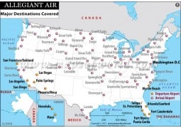Allegiant Airlines Major Destinations Map - Digital File