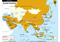 Map of Coastal Countries of Asia - Digital File