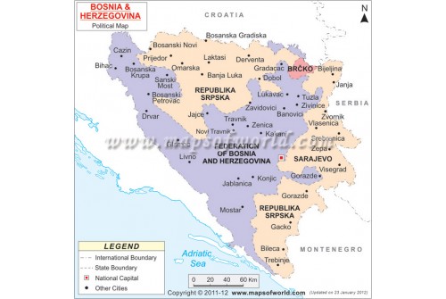Political Map of Bosnia and Herzegovina