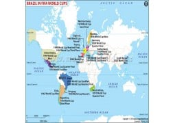 Map showing the journey of Brazil football team in FIFA - Digital File