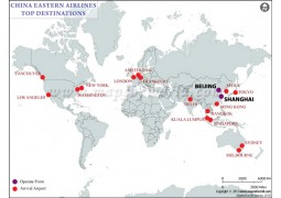 China Eastern Airlines Top Destinations Map - Digital File