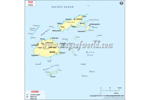 Fiji Map with Cities