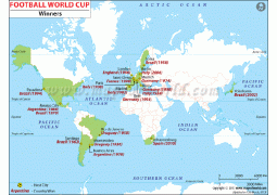 Football World Cup Winning Country Map - Digital File