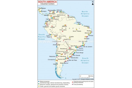 South America Industrial Centers Map