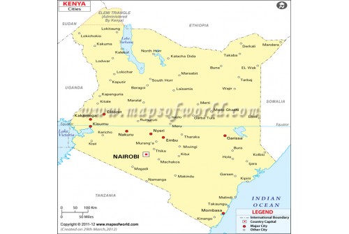 Map of Kenya with Cities