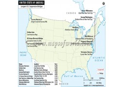 Map of Longest Suspension Bridges in the USA - Digital File