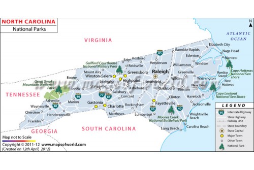 North Carolina National Parks Map