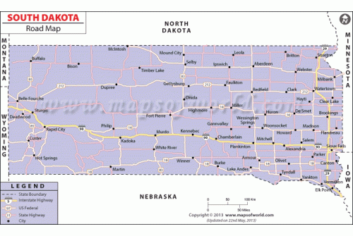 South Dakota Road Map