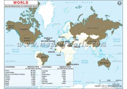 World Rock Phosphate Producing Countries Map - Digital File