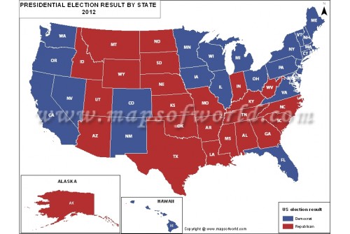Map of US: Presidential Election Result 2012