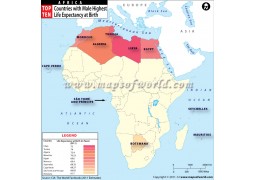 Map of African Countries with Highest Life Expectancy at Birth - Digital File