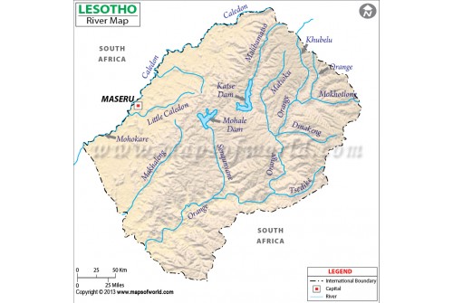 Lesotho River Map
