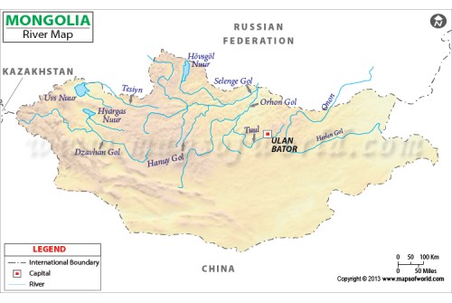 Mongolia River Map