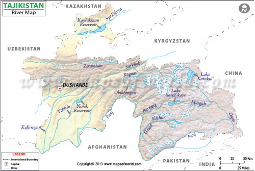 Tajikistan River Map