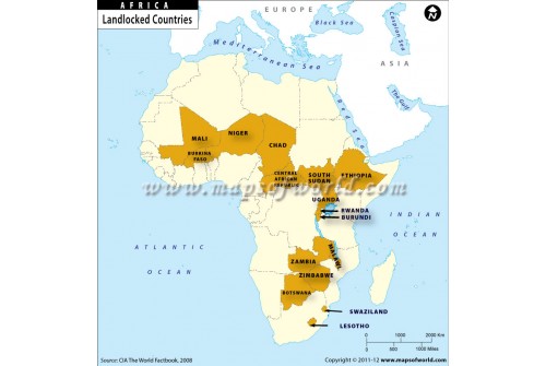 Landlocked Countries of Africa Map