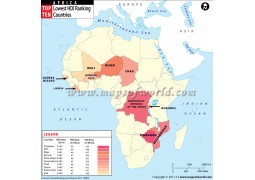 African countries with Low Human Development Index Rank Map - Digital File