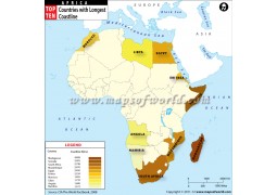 African Countries with Longest Coastlines Map - Digital File