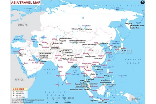 Asia Continent Travel Map 