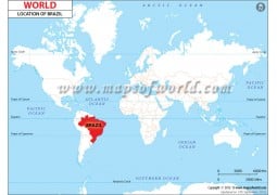Brazil Location on World Map - Digital File