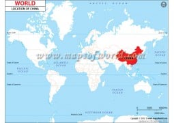 China Location on World Map - Digital File