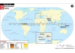 World Most Urbanized Countries Map - Digital File