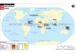 World Least Urbanized Countries Map - Digital File