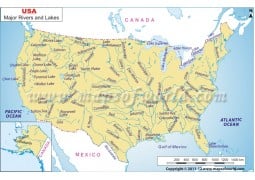 US Rivers and Lakes Map - Digital File
