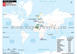 World Map Of Top Ten Countries By Highest Tax Revenue - Digital File
