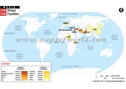 World Map Of Top Ten Countries By Refugee Population - Digital File