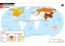 World Map Of Top Ten Countries By Wheat Production - Digital File